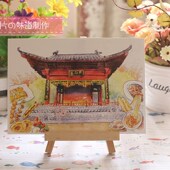 伴手礼 黄鹤楼旅行纪念品 15张入 武汉明信片 武汉水彩画明信片