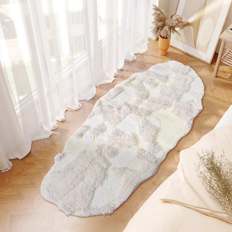 地毯卧室床边毯素色毛绒加厚不规则客厅茶几毯奶油风少女地垫水洗,居家布艺,地毯,淘宝优惠券,粉丝福利购,淘宝优惠卷