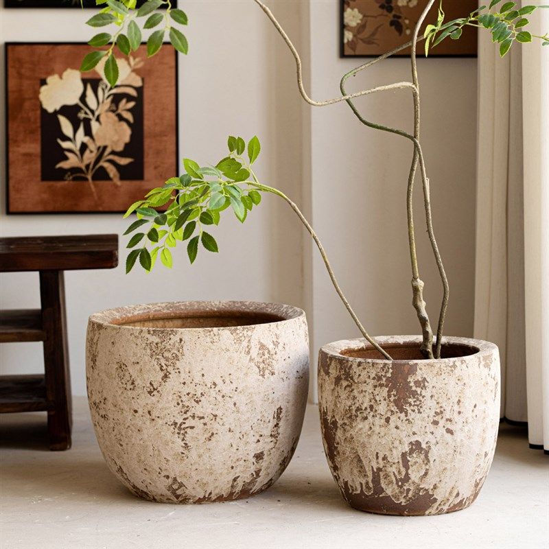 新中式侘寂风陶瓷花盆客厅插花民宿酒店落地高级感大口径花瓶宴秋,家居饰品,花盆,淘宝优惠券,粉丝福利购,淘宝优惠卷