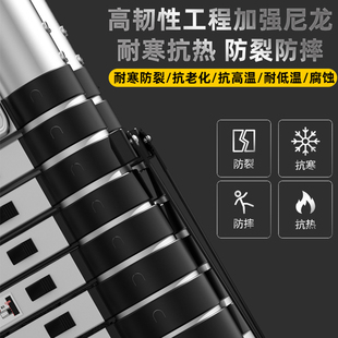 不锈钢伸缩梯子升降工程梯铝合金便携家用多功能直梯带钩折叠加厚