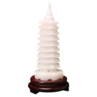 天然白玉文昌塔摆件天然玉石九9层十三13层书桌办公室礼品工艺品