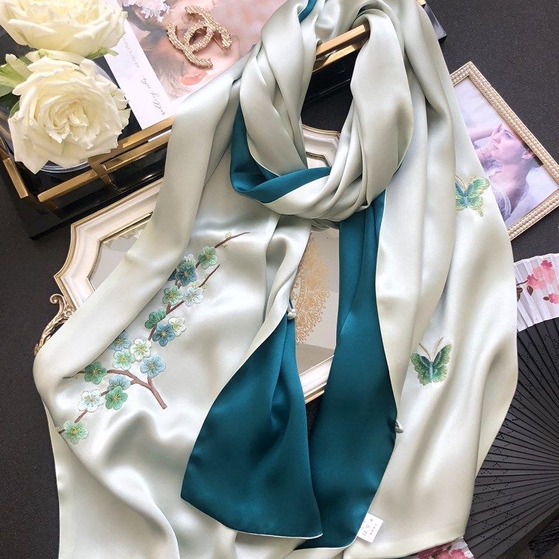 双头绣苏绣真丝丝巾女桑蚕丝手工刺绣长款春秋盘扣大披肩围巾两用,服饰配件/皮带/帽子/围巾,围巾/丝巾/披肩,淘宝优惠券,粉丝福利购,淘宝优惠卷