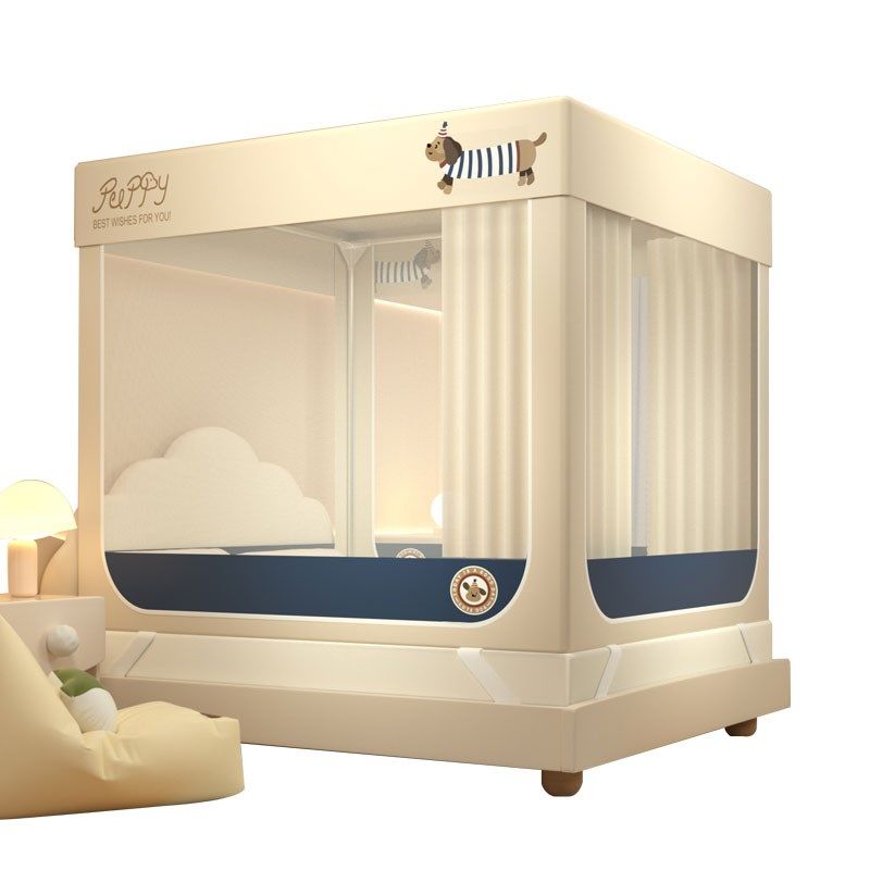 遮光防摔蚊帐家用2025新款卧室免安装婴儿童蒙古包床帘全罩一体式