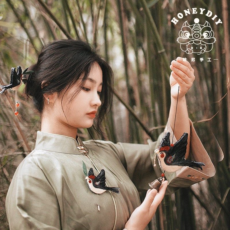 哈尼手工燕子空中平衡挂饰无声风铃民族风发簪diy材料包胸针礼物,家居饰品,吊饰/挂饰,淘宝优惠券,粉丝福利购,淘宝优惠卷