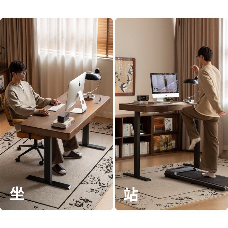 源氏木语实木书桌书房黑胡桃木电动升降桌多功能家用简约电脑桌,住宅家具,书桌,淘宝优惠券,粉丝福利购,淘宝优惠卷