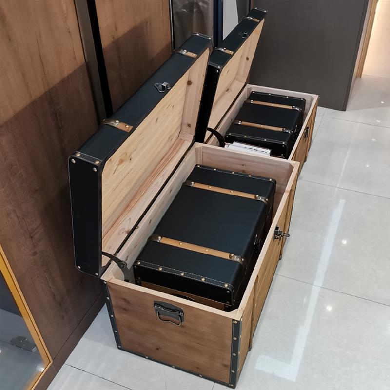 复古木箱大号实木收纳箱家用衣箱整理储物箱带锁置物箱百宝箱定制