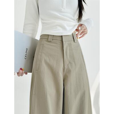 卡其色阔腿裤女秋冬季202