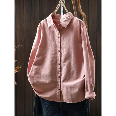 粉色衬衫女款纯棉2025新