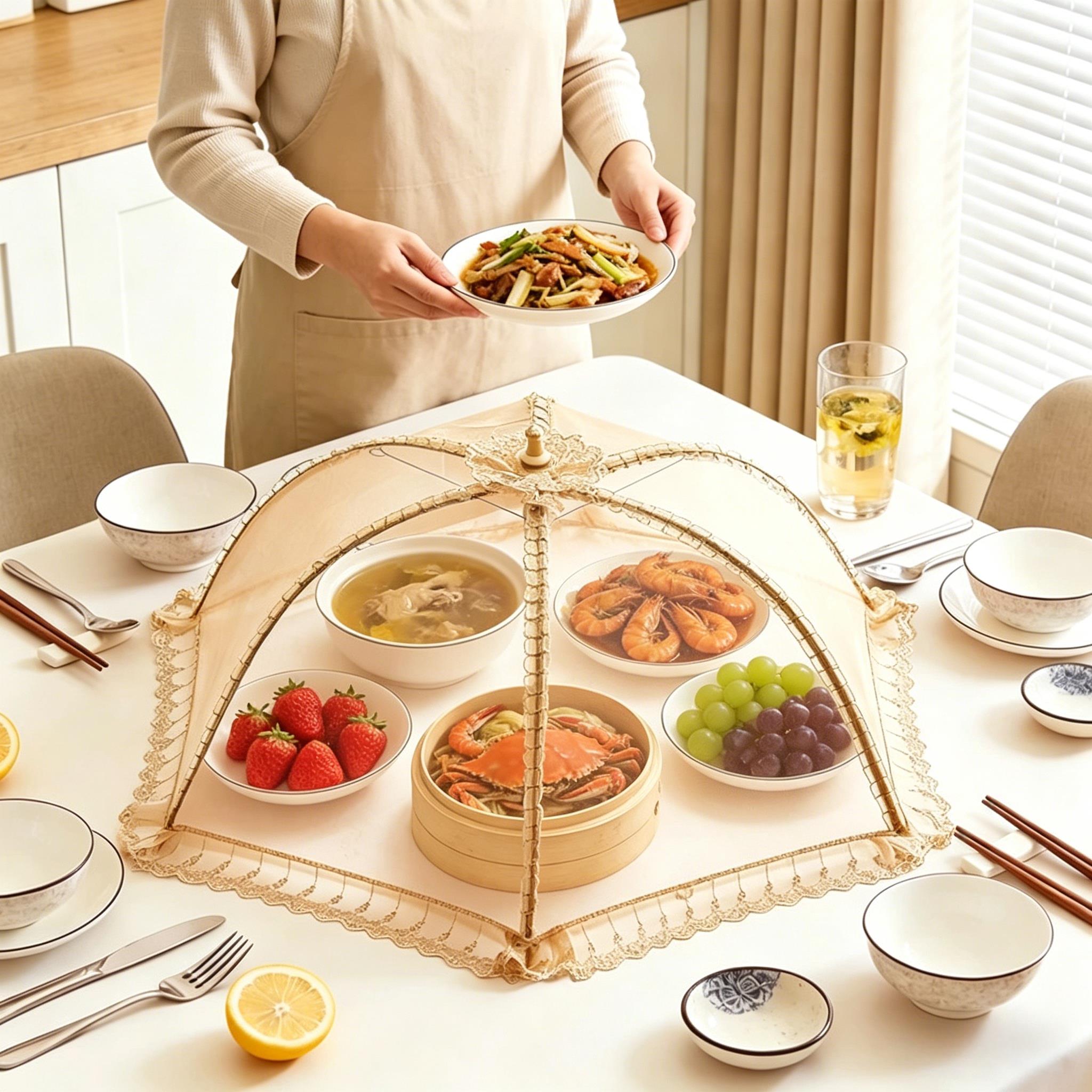菜盖罩2026新款家用高级感可折叠餐桌罩夏季防苍蝇剩饭菜食物罩伞