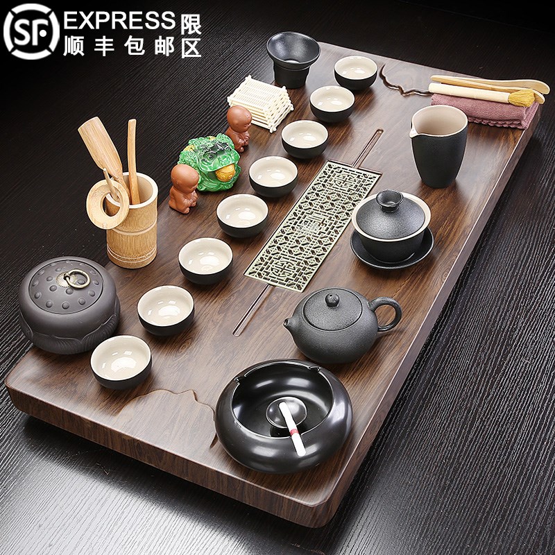 紫砂茶具套装家用整套大号茶盘客厅泡茶台轻奢排水式托盘简约茶海
