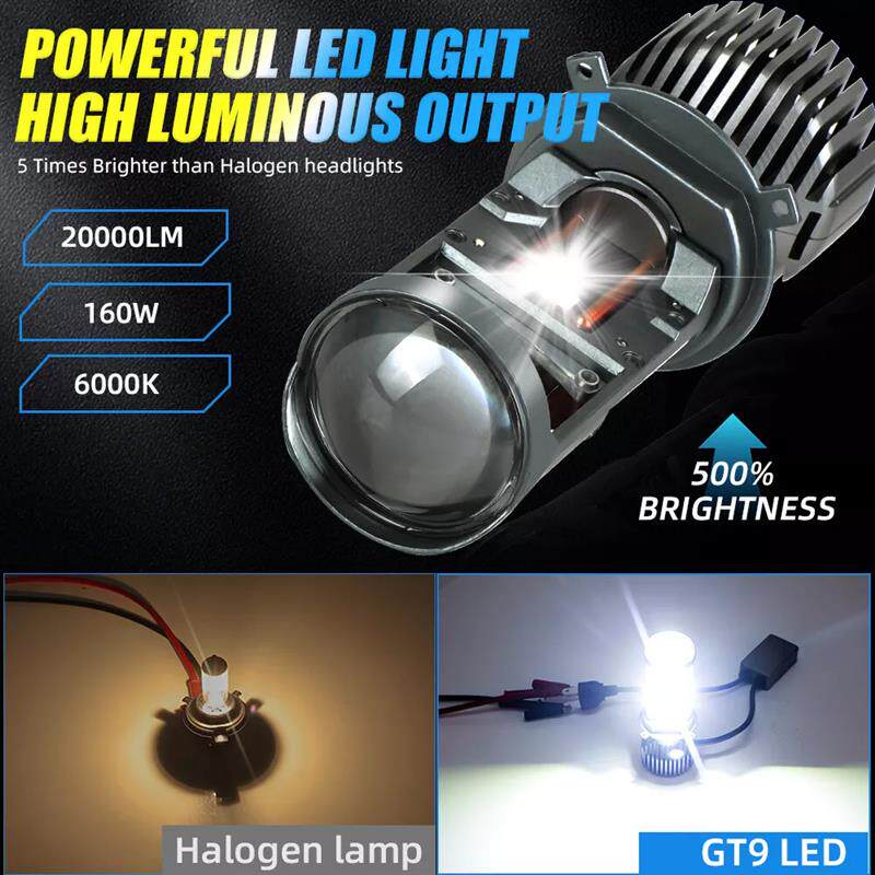 摩托车LED前大灯改装超亮强光HS1/H4远近光一体透镜踏板机车灯泡