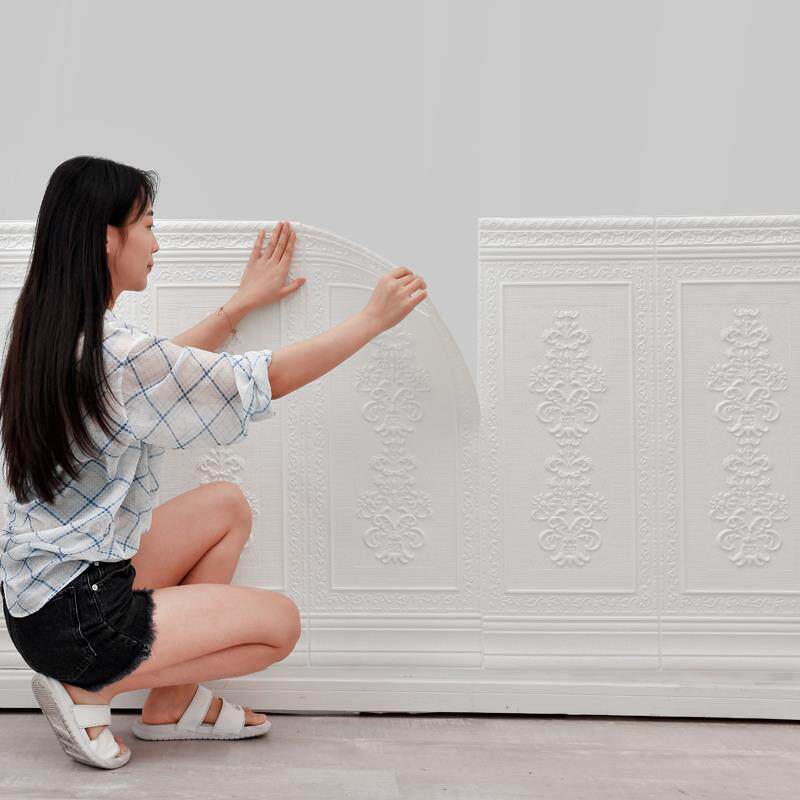 墙裙壁纸自粘3d立体墙贴护墙板装饰线条自贴墙纸客厅泡沫防撞墙围