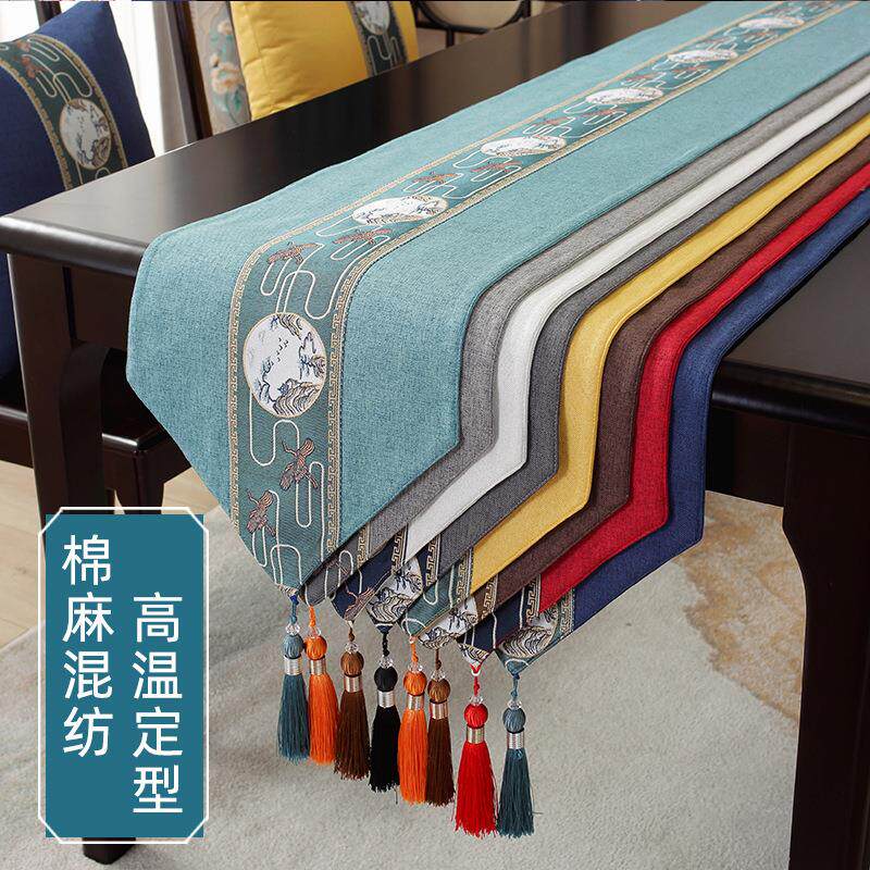 中式桌布防水桌旗茶道禅意茶席茶台布艺长条桌布棉麻茶室桌巾