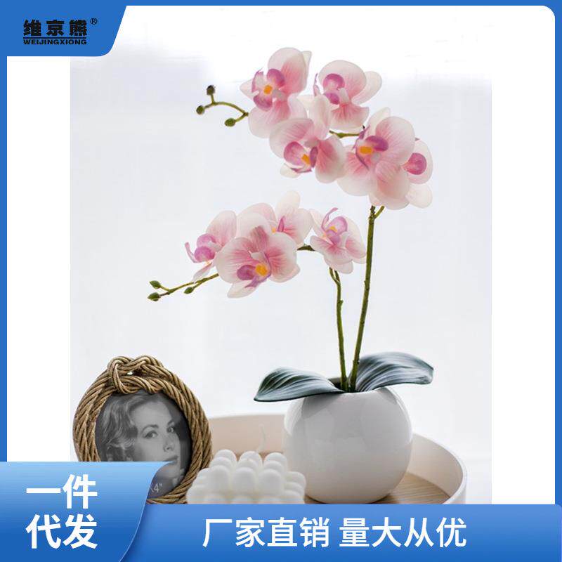 花艺摆件手感PU蝴蝶兰假花装饰花束干花客厅室内绢花摆餐西辰