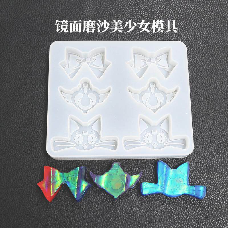 得意洋洋diy水晶滴胶美少女模具镜面磨砂蝴蝶结树脂模具吊坠