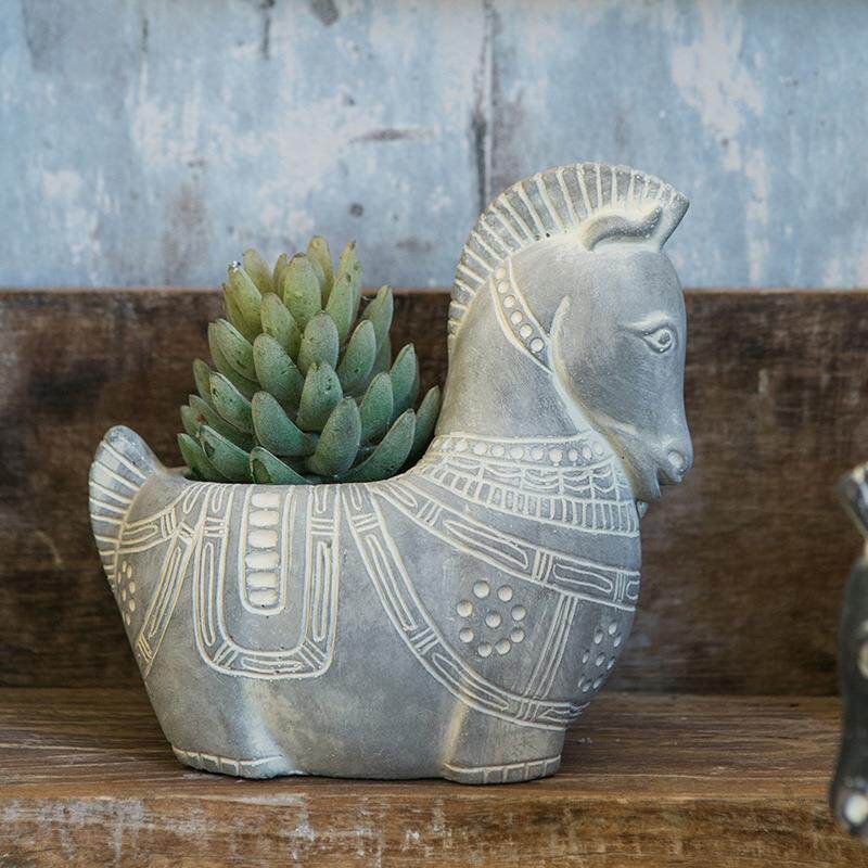 多肉小花盆动物造型盆卡通马种植盆阳台多肉盆栽组合家居装饰摆件