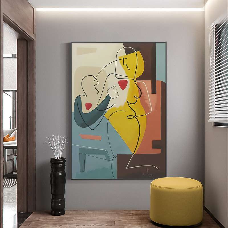 毕加索抽象玄关挂画创意艺术大幅走廊过道壁画现代简约客厅装饰画