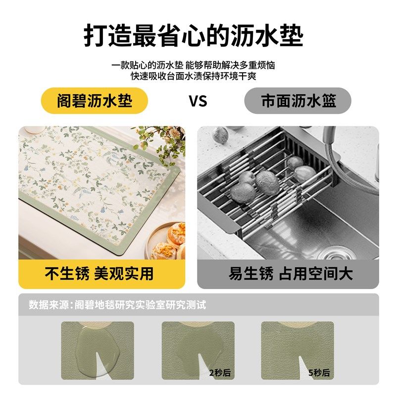 硅藻泥沥水垫厨房餐具碗盘干燥控水垫吸油防滑免洗隔热台面吸水垫,居家布艺,厨房地垫,淘宝优惠券,粉丝福利购,淘宝优惠卷