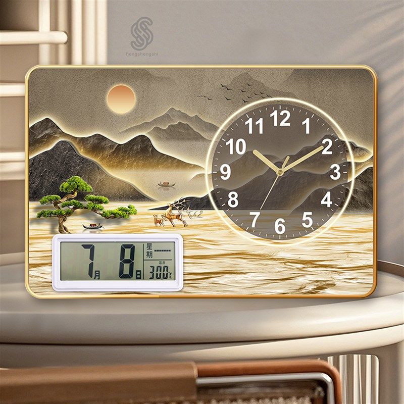 创意简约桌面时钟办公室摆件万年历卧室客厅座钟静音家用台式钟表,家居饰品,台钟/闹钟,淘宝优惠券,粉丝福利购,淘宝优惠卷