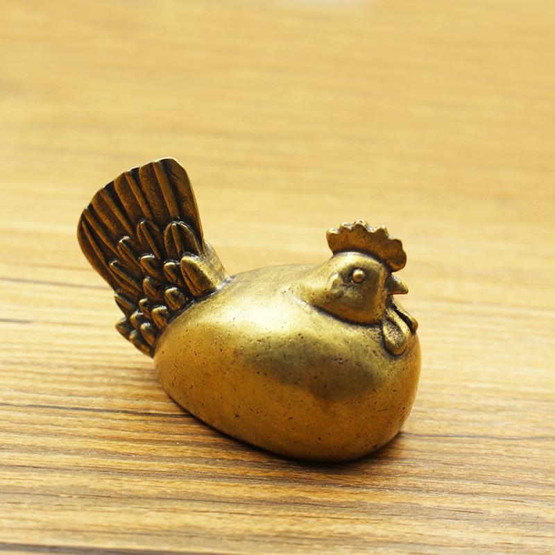 黄铜福鸡摆件印章黄铜金鸡铜摆件鸡你太美铜葫芦古玩纪念品手把件