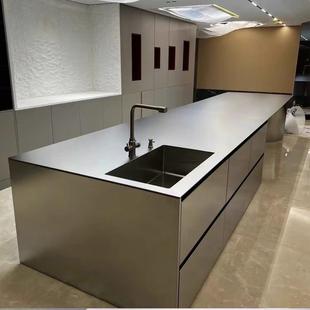 304定制不锈钢实心板台面防刮花磨砂乱纹拉丝冰裂纹水槽一体焊接