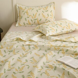 华子家 A类婴儿级纯棉老粗布床单凉席枕套床上用品三件套装43412