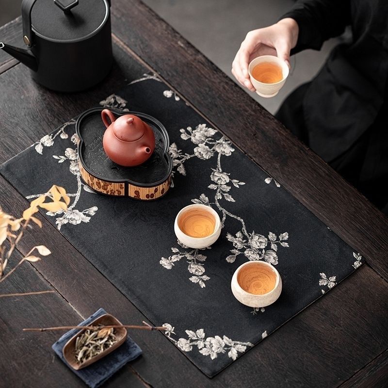 国风茶席轻奢中式织锦缎玫瑰海棠茶旗茶杯垫隔热垫茶道茶垫茶台布,居家布艺,茶席,淘宝优惠券,粉丝福利购,淘宝优惠卷