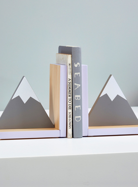 美式书房书挡书架儿童创意雪山装饰书靠书柜书桌摆件书立桌面摆放