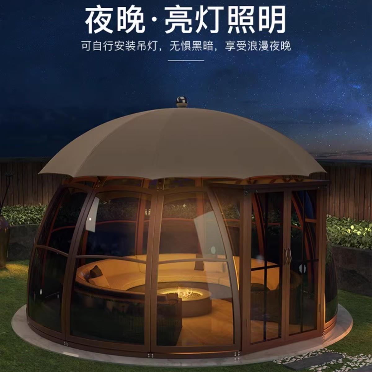 网红庭院遮阳顶星空泡泡屋全透明观景玻璃房花园茶室球形阳光房
