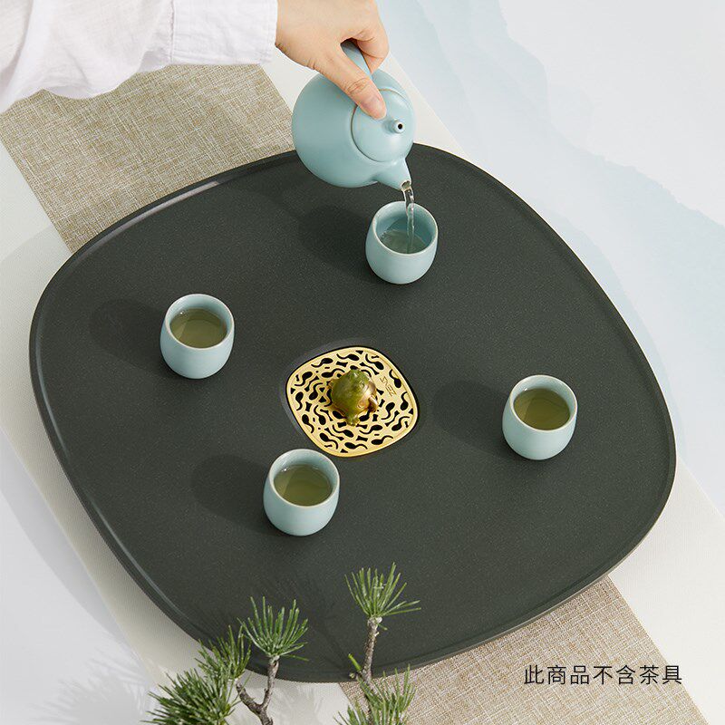 ZENS哲品鱼荷漫游石茶盘系列湿泡功夫茶茶道茶海套装家用带排水管