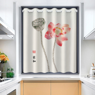 加厚面料  中式家用厨房窗帘防油烟窗户防晒遮阳遮挡帘窗纱拉帘