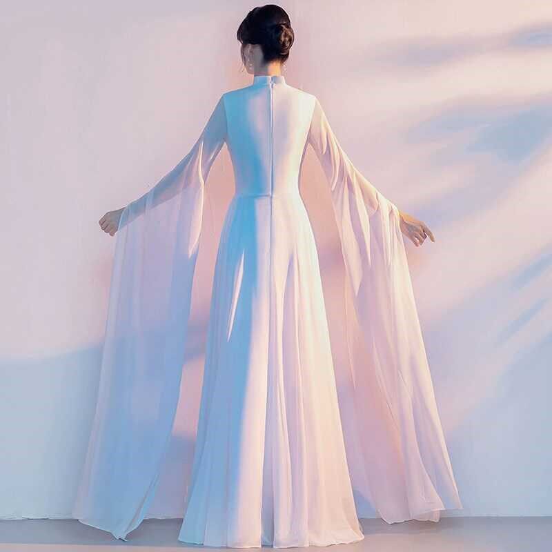 中国风古筝演出服女成人艺考演奏比赛礼服飘逸仙气长裙大合唱服装