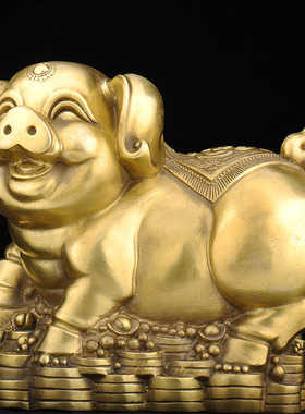 普生缘铜猪摆件纯铜金猪金猪生肖猪家居装饰品办公室大小装饰摆件