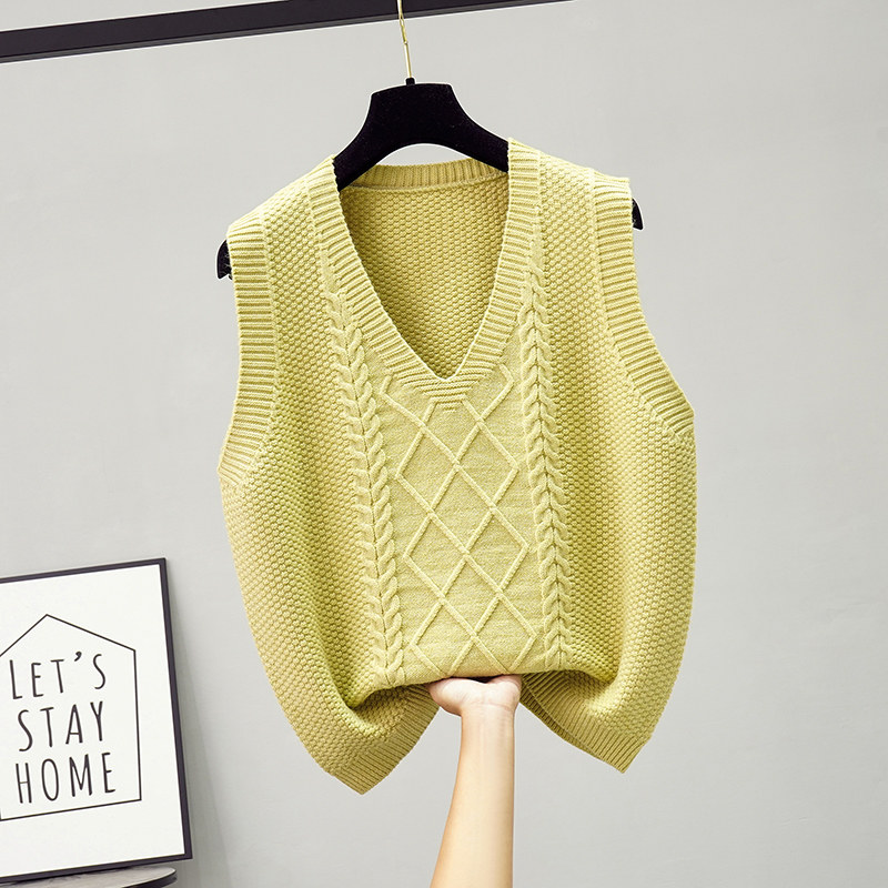 马甲针织背心外套秋冬外搭2022年新款女士毛衣麻花V领宽松叠穿潮