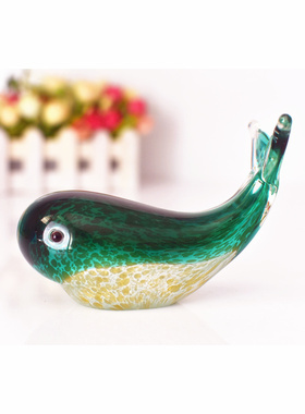 琉璃玻璃鲸鱼艺术品动物摆件北欧家居装饰电视柜创意生日情侣礼物