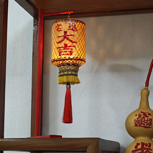 潮汕迷你竹编油纸灯笼中式功夫茶灯送礼茶具传统发光油灯摆件