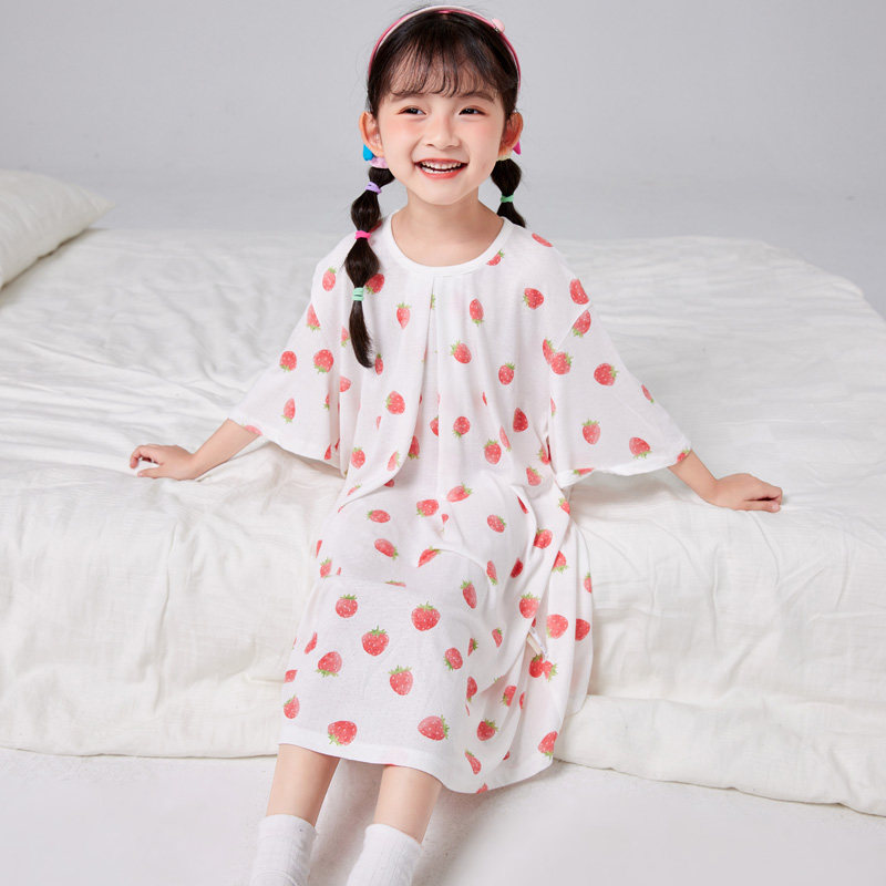 儿童睡衣夏季薄款女童连体睡衣空调服竹纤维防着凉睡袋女孩睡袍