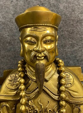 善缘堂 纯铜胡三太爷太奶像黄三铜像黄铜四大家族家用工艺品摆件