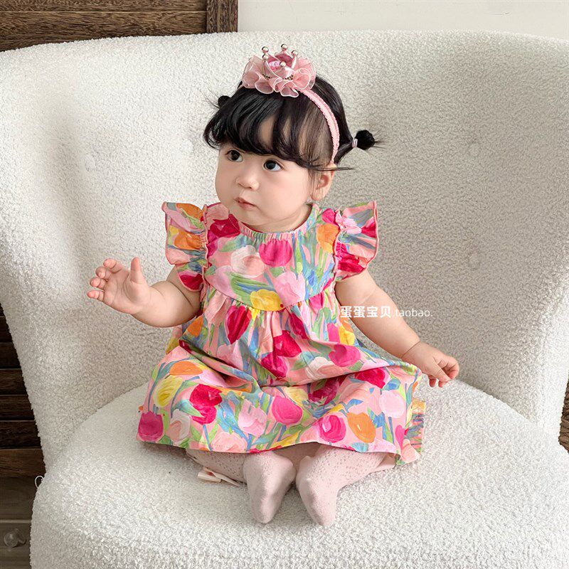 夏季女童连衣裙子宝宝衣服碎花婴儿夏装公主超萌洋气夏天薄款一岁