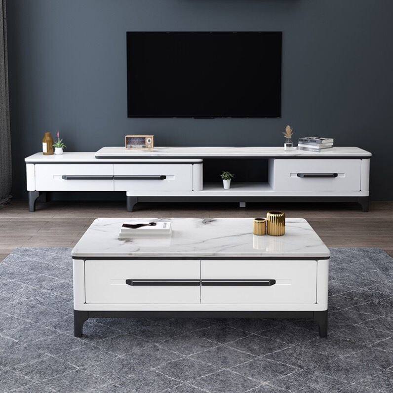 岩板茶几电视柜组合套装家用客厅新款小户型简易大理石储物柜子