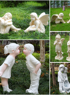 户外欧式天使人物雕塑摆件玻璃钢雕像仿石膏园林别墅庭院公园装饰