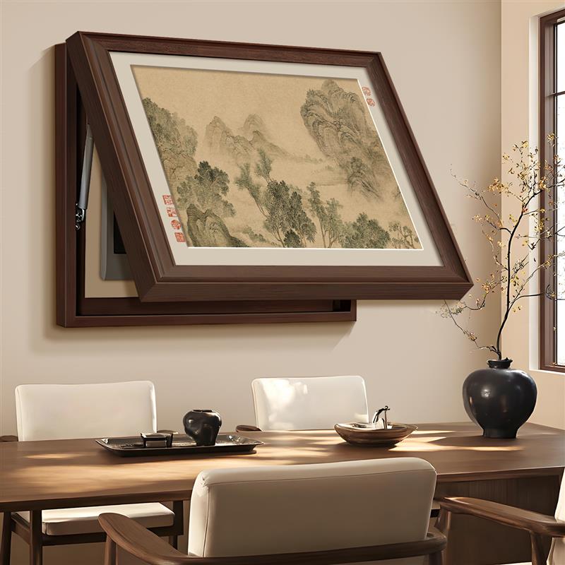 宋代美学山水电表箱装饰画新中式配电箱遮挡强弱电箱挂画电闸壁画