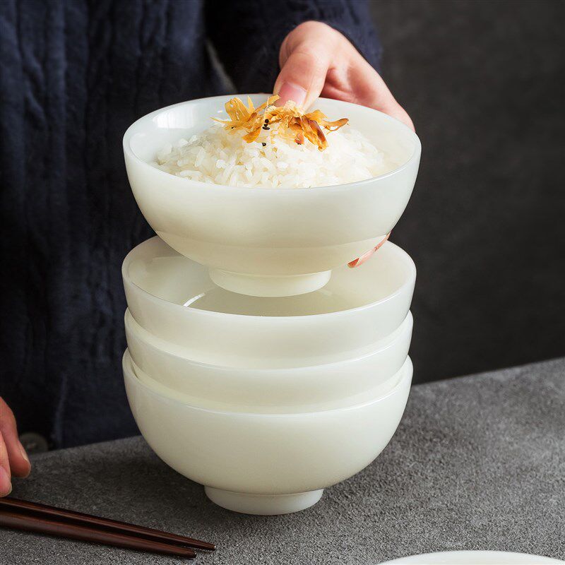 德化羊脂玉璞玉瓷精致米饭碗2026年新款陶瓷餐具套装高级感陶瓷碗