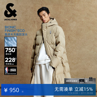 杰克琼斯NBA联名男装羽绒服秋冬季2025年新款合体连帽中长款外套