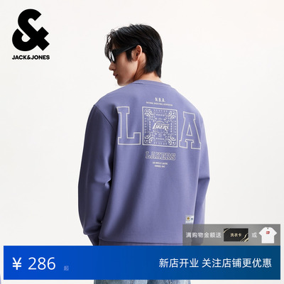 杰克琼斯户外运动NBA联名男装士卫衣落肩袖卫衣刺绣上衣225333116