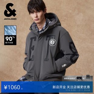 杰克琼斯户外运动NBA联名布鲁克林球队男装羽绒服冬春季新款外套