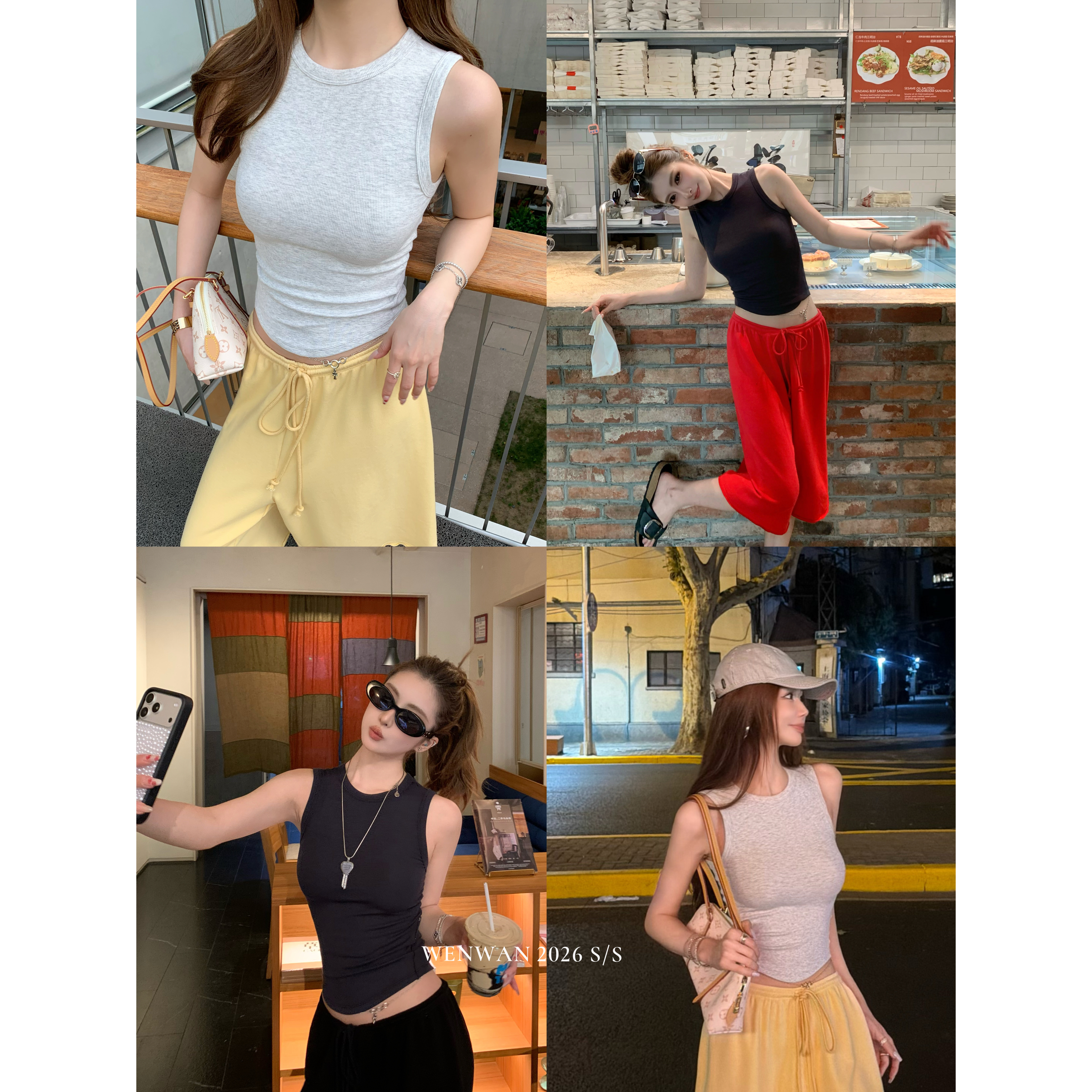 WENWAN【开挂背心】2色简约无袖修身显瘦遮副乳圆领百搭背心