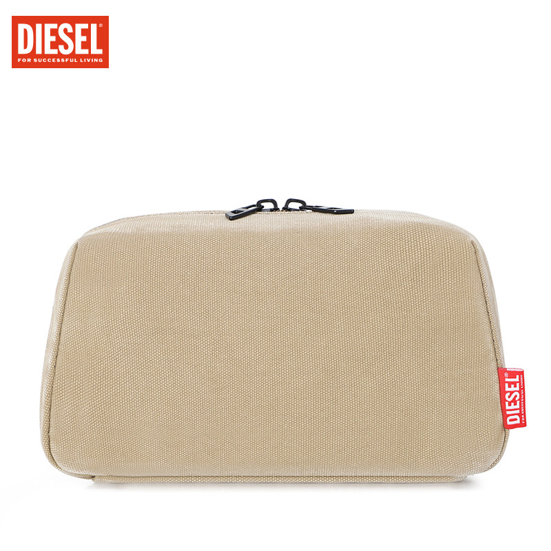 DIESEL迪赛男女黑色尼龙手拿包迷你简约枕头包便携手握收纳包