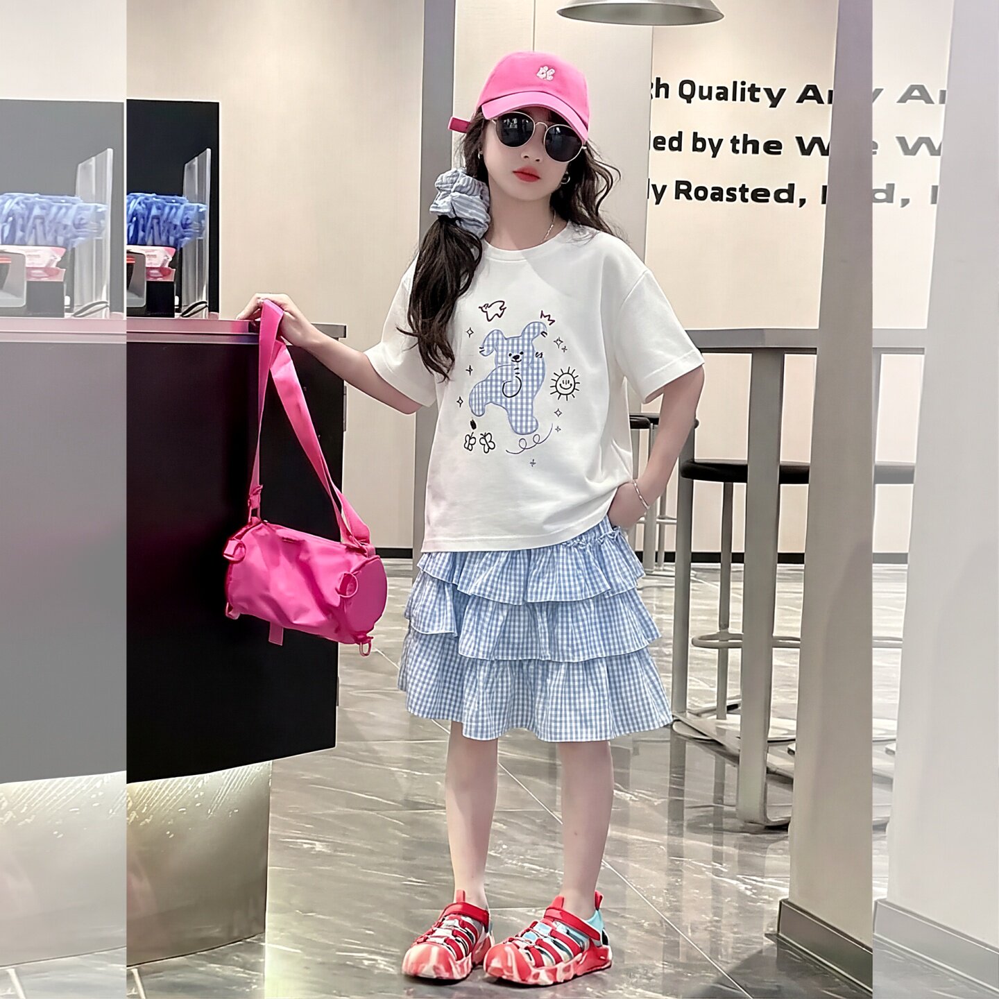 女童夏套装洋气时髦半身裙子2026