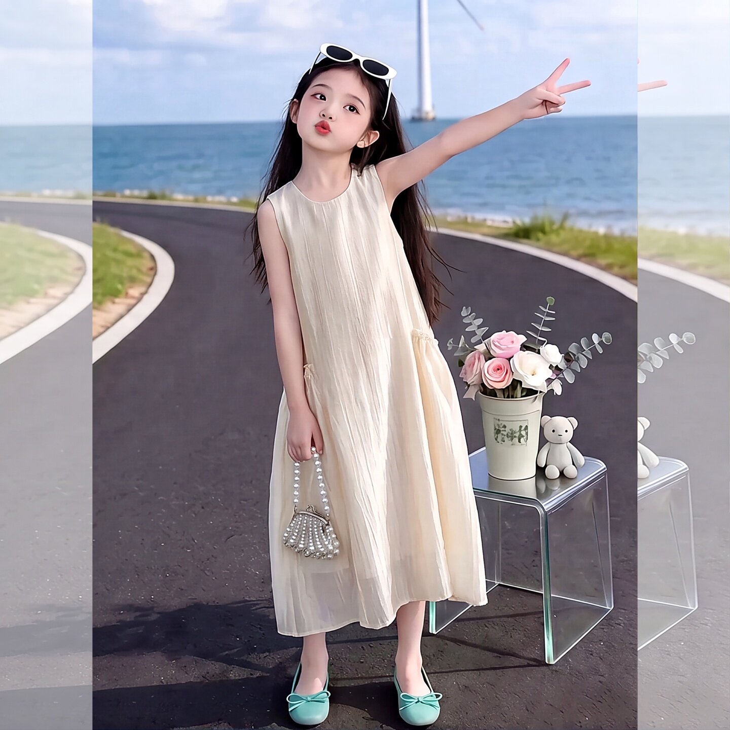 女童背心裙夏2026新款中大童轻奢